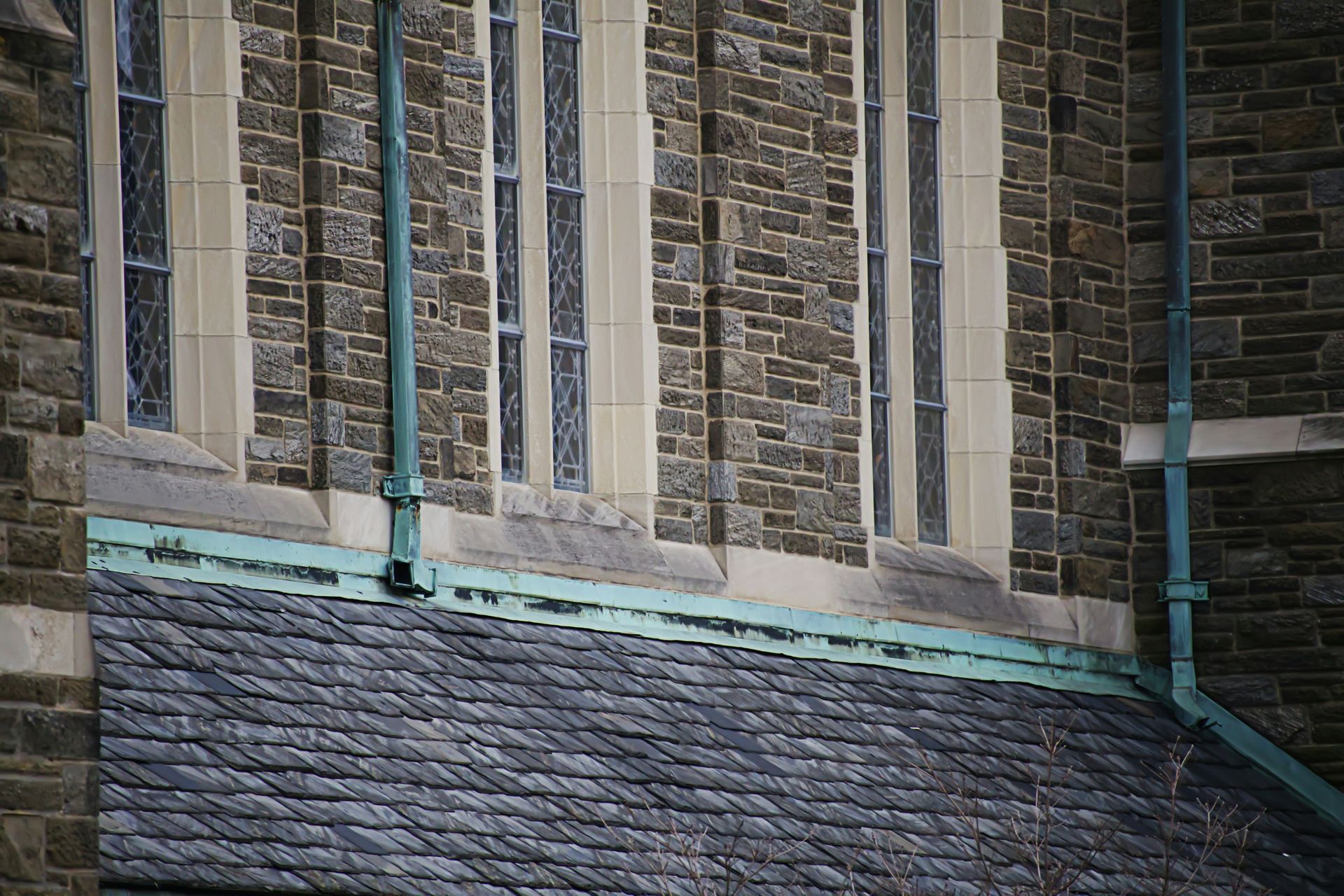 Church windows and stone facade are shown.